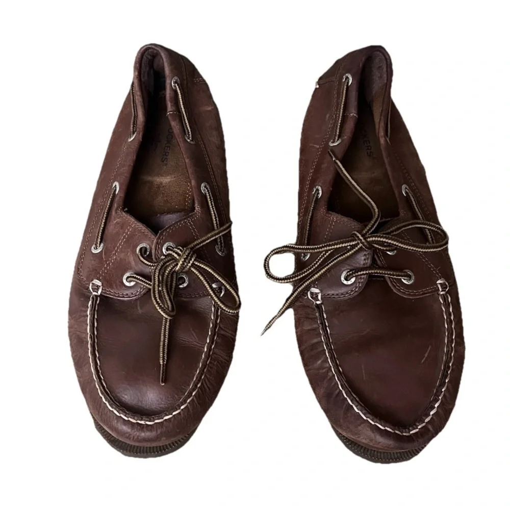 DOCKERS Men's Vargas Leather Chocolate brown Boat Shoe Preppy Fishermen Angler